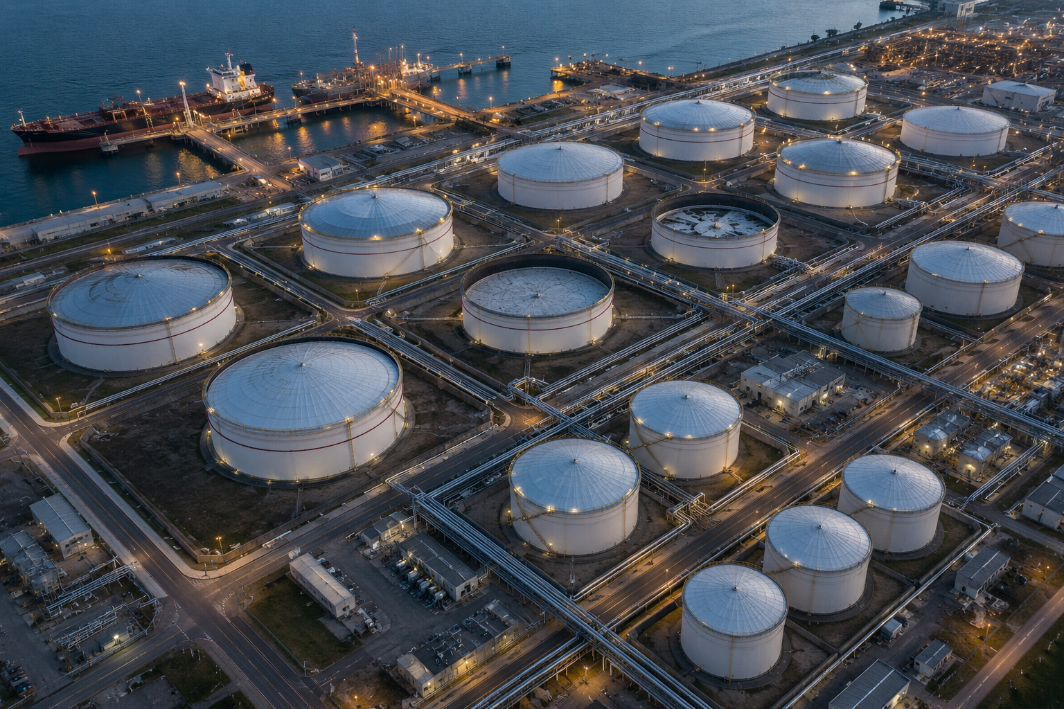 Fuel storage terminal aerial view